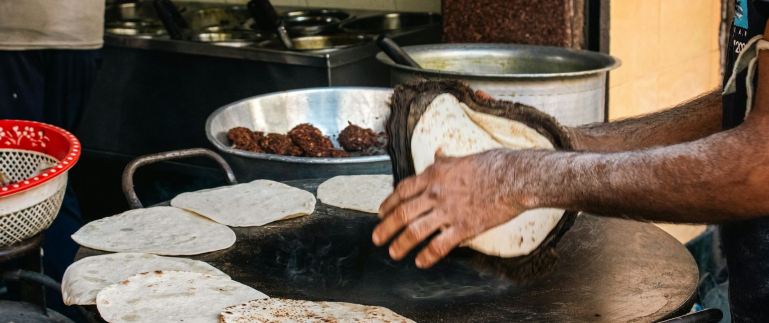 Fresh bread on the griddle