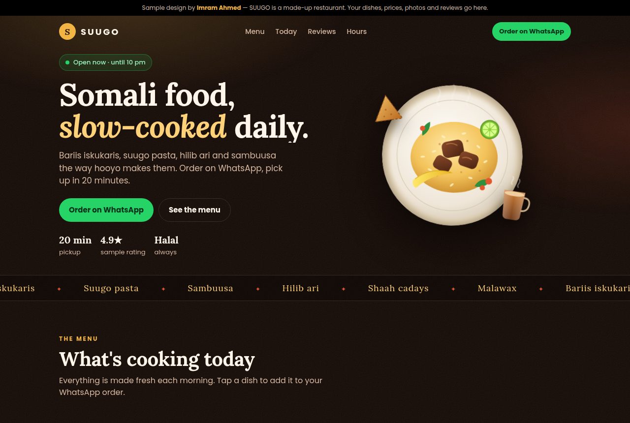 Restaurant sample website